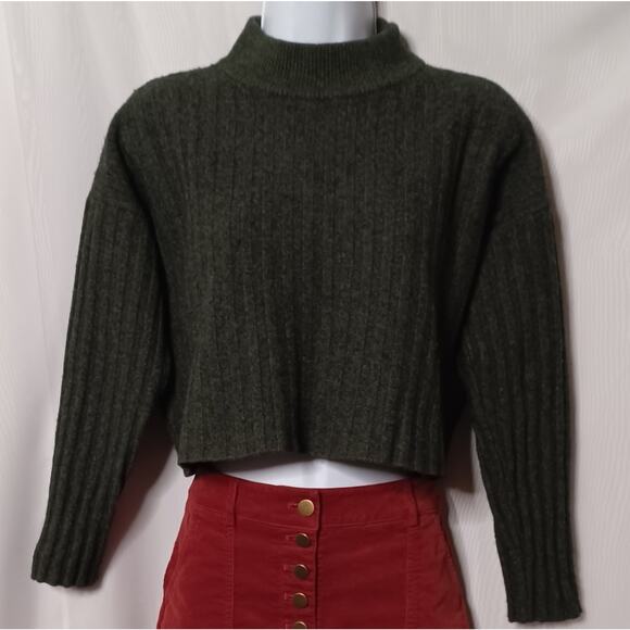 Madewell Levi Rib Mockneck Wool Blend Pullover Sweater. L - Picture 4 of 10